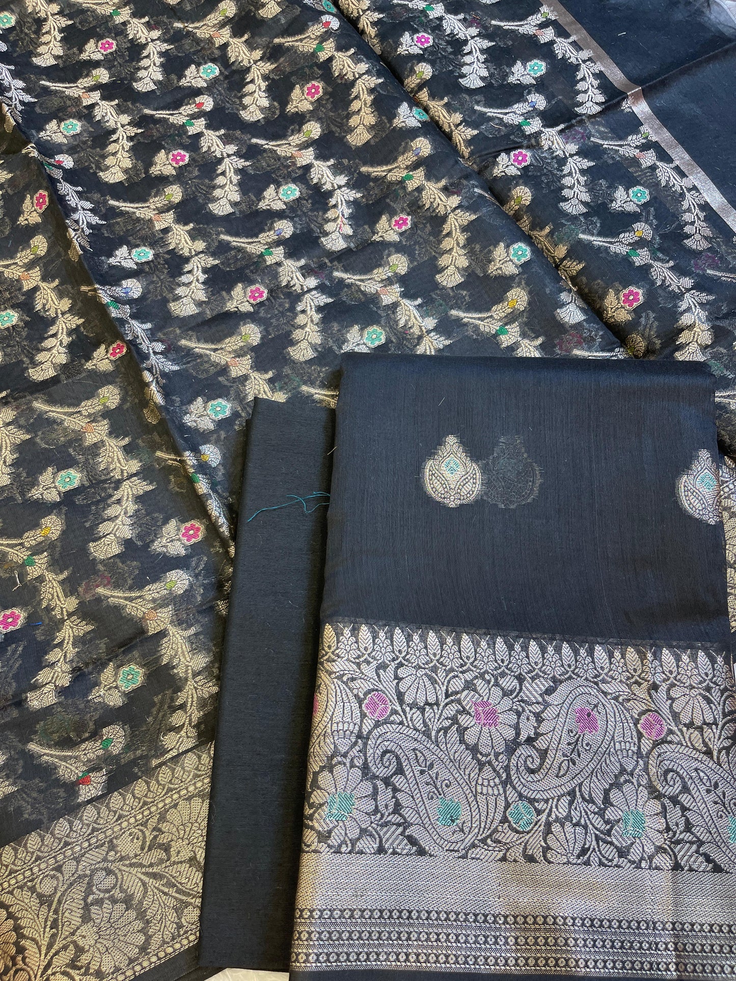 Black Cotton Resham Minakari Zari Booti Banarasi Suit  625SHL_CT59