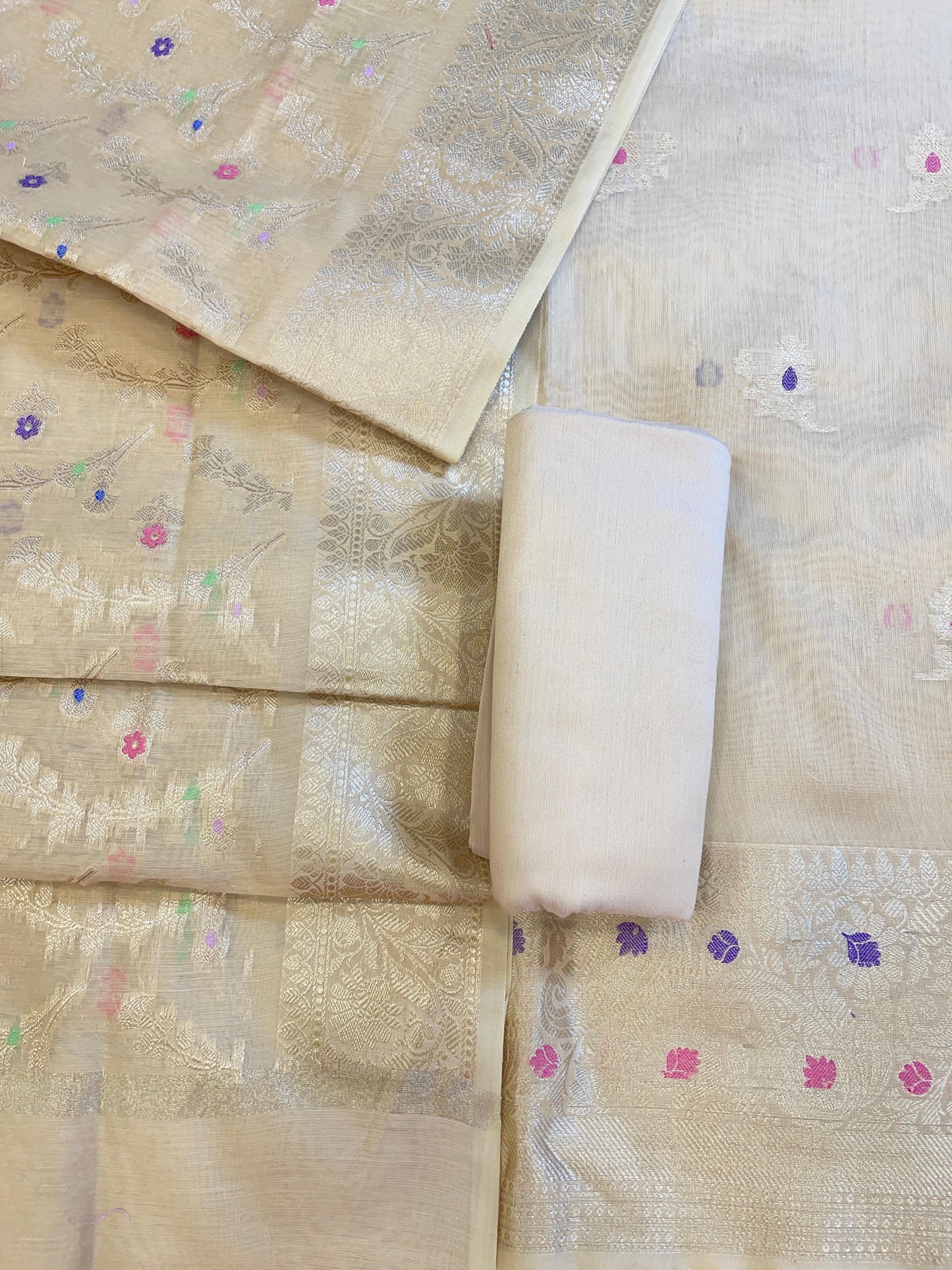 Tussar Cotton Resham Zari Floral Jaal Banarasi Suit 625SHL_CT5