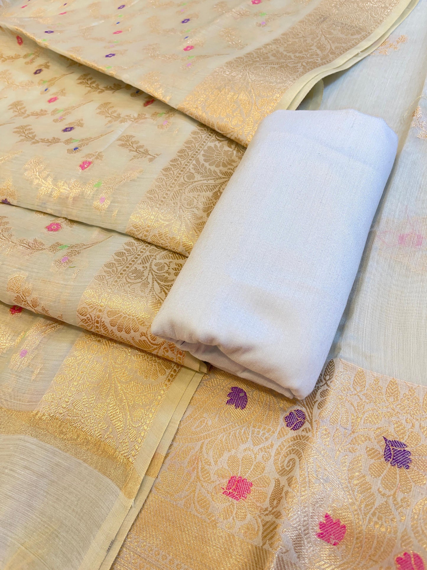 Tussar Cotton Resham Zari Floral Jaal Banarasi Suit 625SHL_CT5