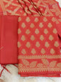 Red Cotton Blend Floral Zari Booti with Zig-Zag Zari Jaal Dupatta Banarasi Suit 65SHL_PV1