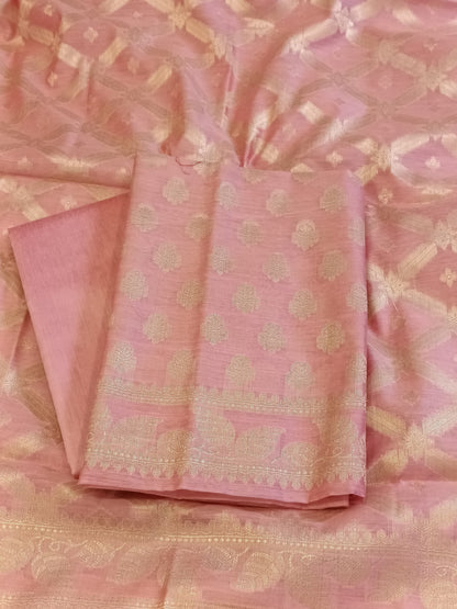 Pink Cotton Blend Floral Zari Booti with Zig-Zag Zari Jaal Dupatta Banarasi Suit 65SHL_PV2