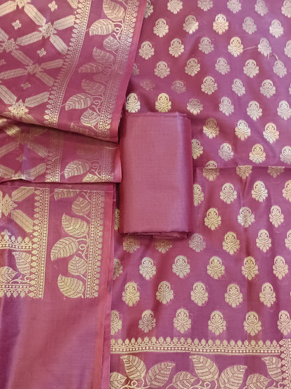 Burgundy Cotton Blend Floral Zari Booti with Zig-Zag Zari Jaal Dupatta Banarasi Suit 65SHL_PV3