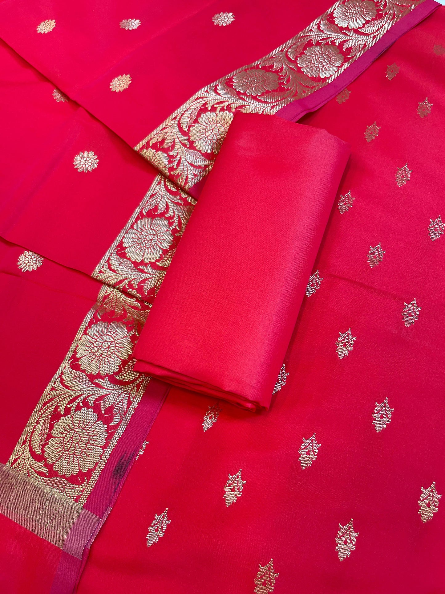 Dark Pink Kiran Silk Floral Zari Booti Banarasi Suit 65SKL_KRN1