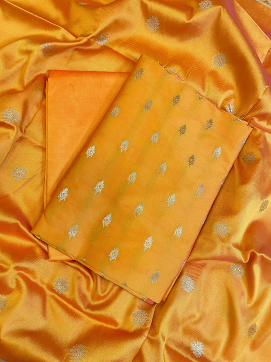 Gold Kiran Silk Floral Zari Booti Banarasi Suit 65SKL_KRN2