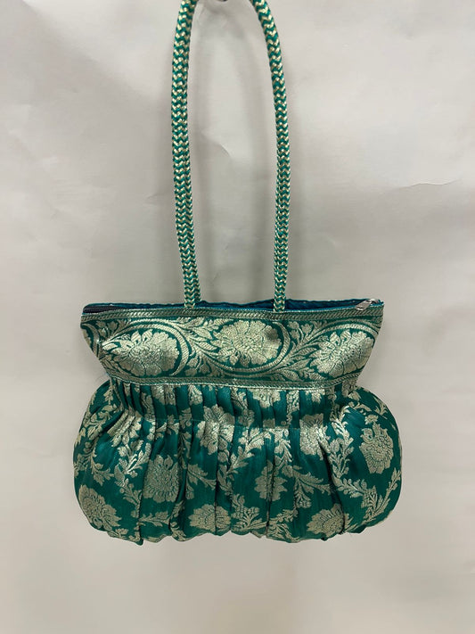 Green Banarasi Hand Bag HBG_44