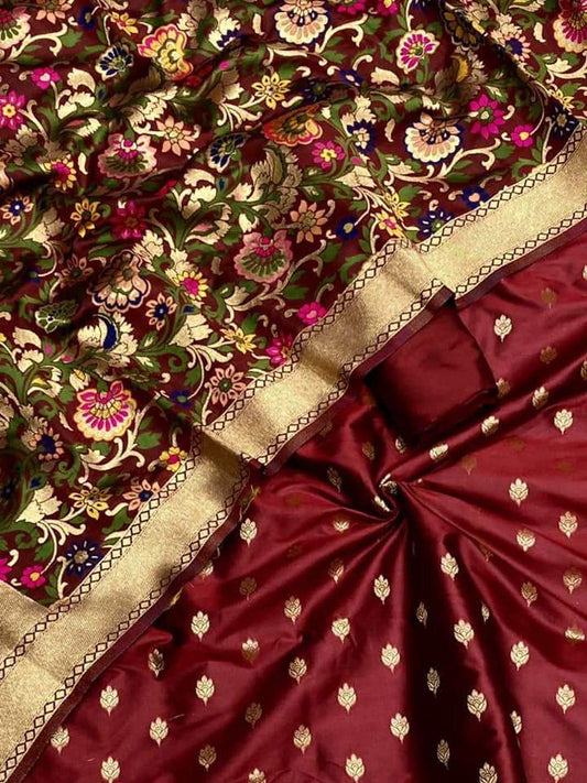 Maroon Biba Silk Zari With Kimkhab Mina Jaal Dupatta 700SKL_KS22