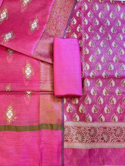 Magenta Cotton Floral Resham Mina Booti Banarasi 3 pcs Suit Set 700AJ_CT3