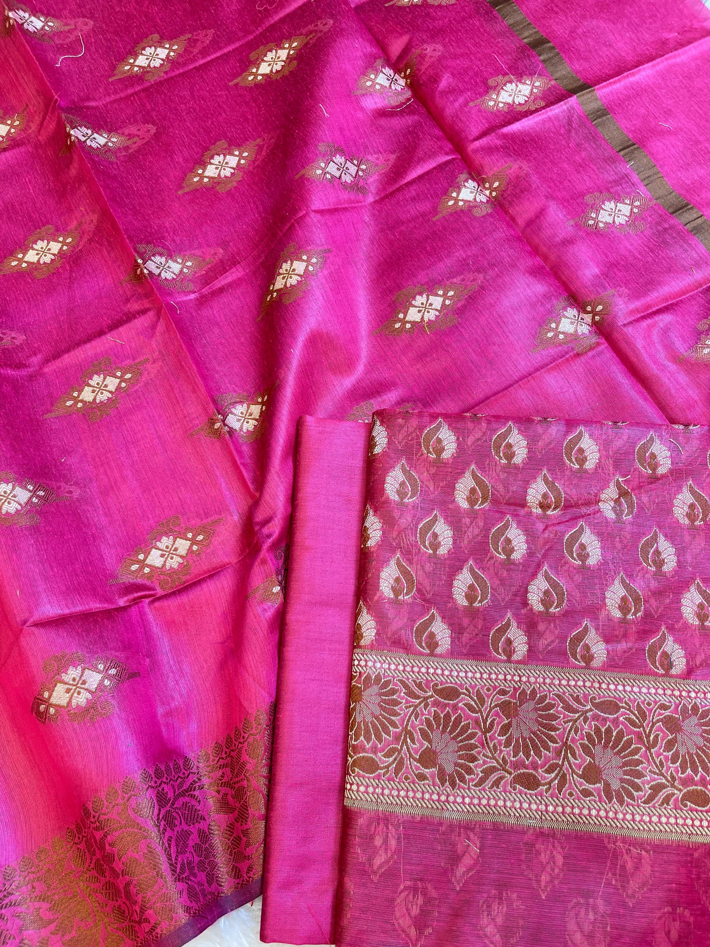 Magenta Cotton Floral Resham Mina Booti Banarasi 3 pcs Suit Set 700AJ_CT3