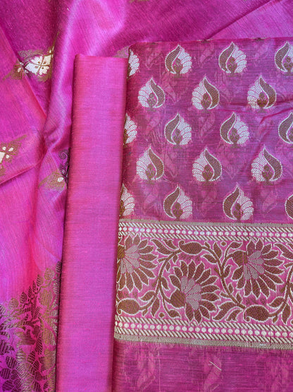 Magenta Cotton Floral Resham Mina Booti Banarasi 3 pcs Suit Set 700AJ_CT3