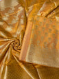 Gold Cotton Silk Floral Zari Booti Banarasi Suit with Leheriya Zari Jaal Dupatta 700ARS_TPS1