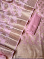 Baby Pink Cotton Silk Floral Zari Booti Banarasi Suit with Leheriya Zari Jaal Dupatta 700ARS_TPS3