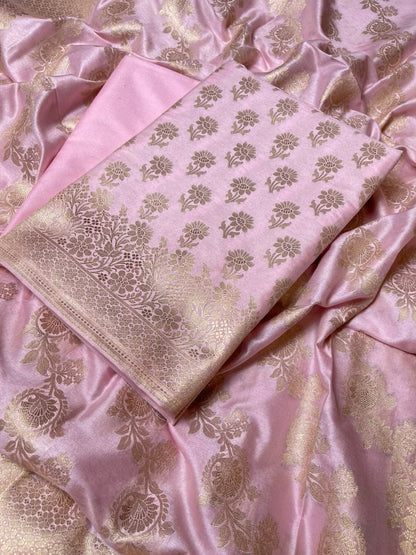 Baby Pink Cotton Silk Floral Zari Booti Banarasi Suit with Leheriya Zari Jaal Dupatta 700ARS_TPS3
