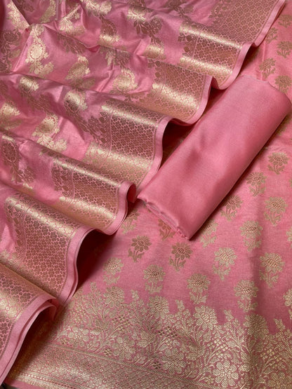 Peach Cotton Silk Floral Zari Booti Banarasi Suit with Leheriya Zari Jaal Dupatta 700ARS_TPS5