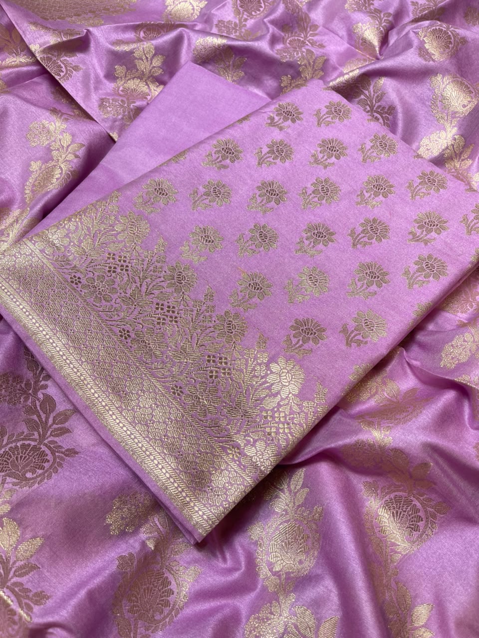 Lavander Cotton Silk Floral Zari Booti Banarasi Suit with Leheriya Zari Jaal Dupatta 700ARS_TPS6