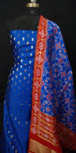 Navy Blue Katan Silk Sona Rupa Floral Booti Banarasi Suit with Patola Dupatta 700SKL_KSP3