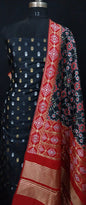 Black Katan Silk Sona Rupa Floral Booti Banarasi Suit with Patola Dupatta 700SKL_KSP5