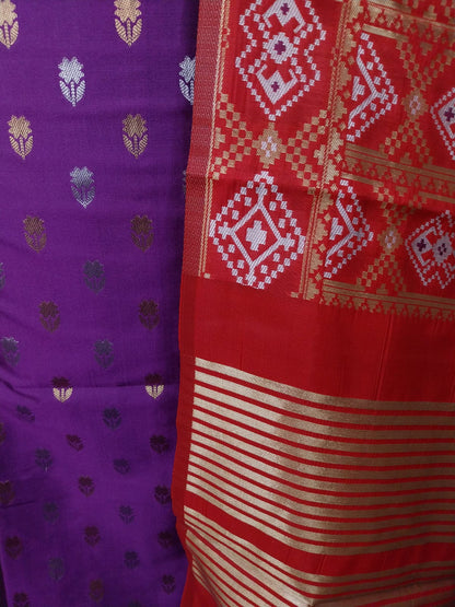 Purple Katan Silk Sona Rupa Floral Booti Banarasi Suit with Patola Dupatta 700SKL_KSP7