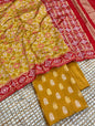 Mustard Katan Silk Silver Gold Zari With Patola Weave Dupatta Suit Set 700SKL_KS40