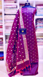 Wine Katan Silk Zari Booti with Kimkhab Dupatta Banarasi 3 pcs Suit Set 700SKL_KS35