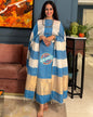 Elegant Indigo Blue & White Cotton Silk Banarasi Suit with Zari Stripe Dupatta 750SKL_CS8