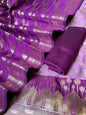 Lavander Katan Silk Floral Zari Boota Contrast Purple Ghat Border Banarasi Suit and Aada Jaal Dupatta 800ARS_KSG5