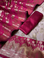 Light Mauve Katan Silk Floral Zari Boota Contrast Pink Ghat Border Banarasi Suit and Aada Jaal Dupatta 800ARS_KSG6
