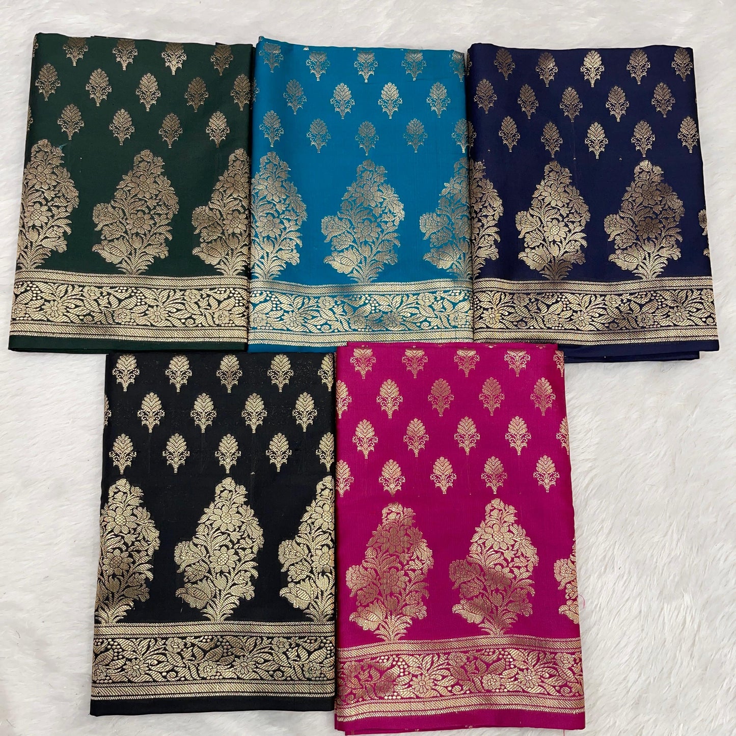 Katan Border Banarasi 3 pcs Suit 800JD_KB1-JD_KB5 SET