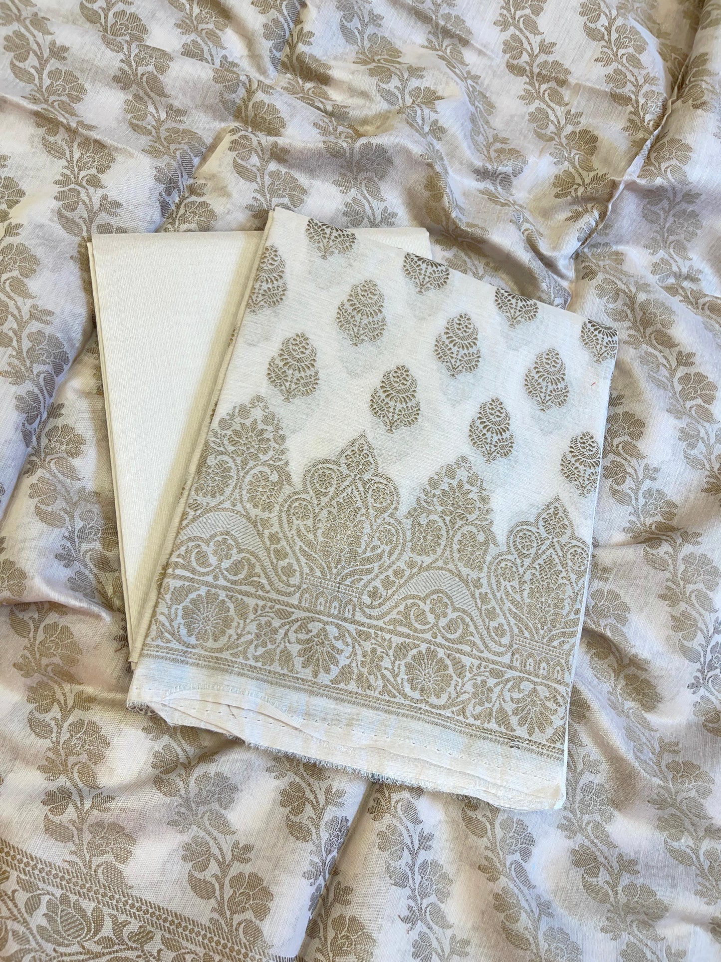Beige Cotton Floral Resham Zari Booti Banarasi Suit 800SHL_PV1