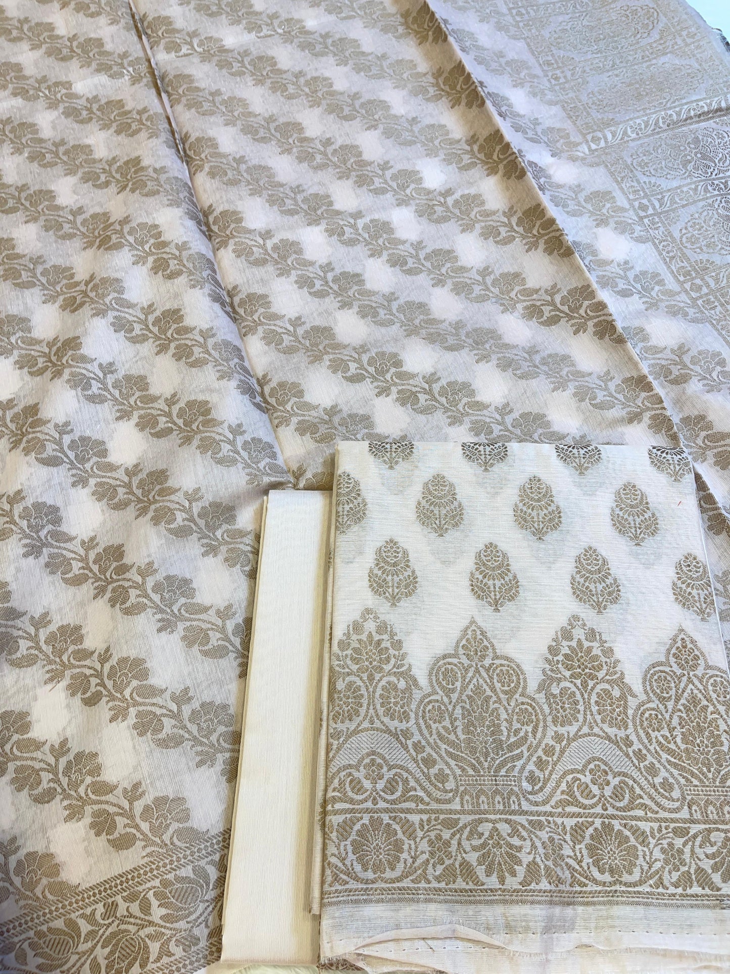 Beige Cotton Floral Resham Zari Booti Banarasi Suit 800SHL_PV1