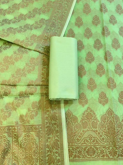 Pista Green Cotton Floral Resham Zari Booti Banarasi Suit 800SHL_PV8