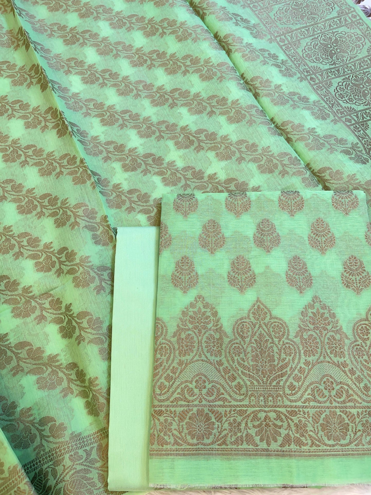 Pista Green Cotton Floral Resham Zari Booti Banarasi Suit 800SHL_PV8