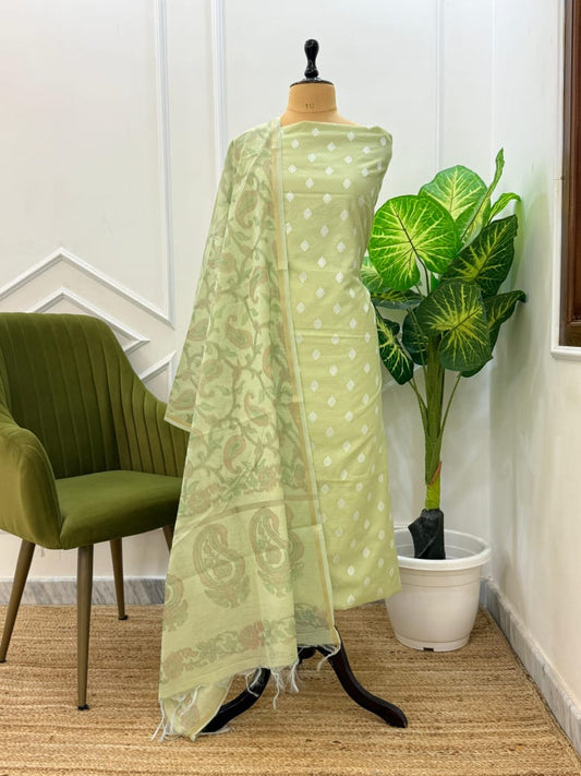 Light Green Chanderi Dupion Booti with Tie-Dye Dupatta Banarasi Suit 800SKL_CD12