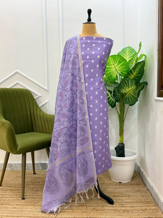 Purple Chanderi Dupion Booti with Tie-Dye Dupatta Banarasi Suit 800SKL_CD15