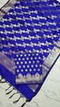 Royal Blue Katan Silk Floral Zari Booti Banarasi Suit with Aada Zari Jaal Dupatta 800SKL_KSD5