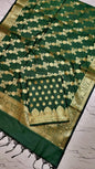 Dark Green Katan Silk Floral Zari Booti Banarasi Suit with Aada Zari Jaal Dupatta 800SKL_KSD8