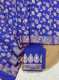 Blue Katan Silk Plain Zari Booti with Floral Zari Jaal Banarasi 3 pcs Suit Set 800SKL_KSP1