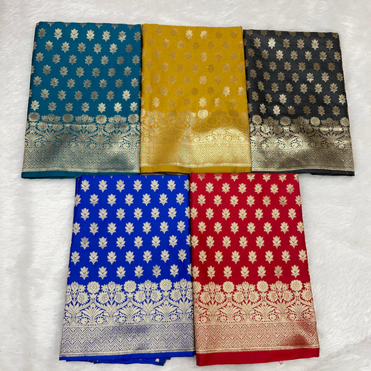 Katan Border Daman Banarasi 3 pcs Suit 850JD_KBR1-JD_KBR5 SET