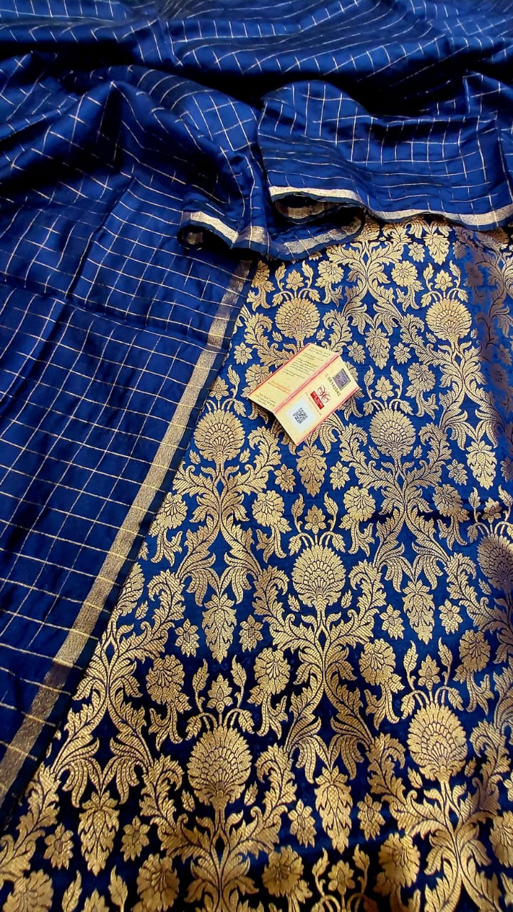 Blue Katan Silk Brocade Kimkhab Banarasi Suit 850SKL_KB1