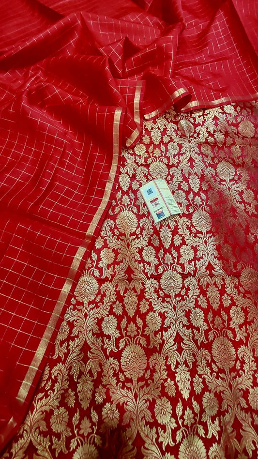 Red Katan Silk Brocade Kimkhab Banarasi Suit 850SKL_KB3