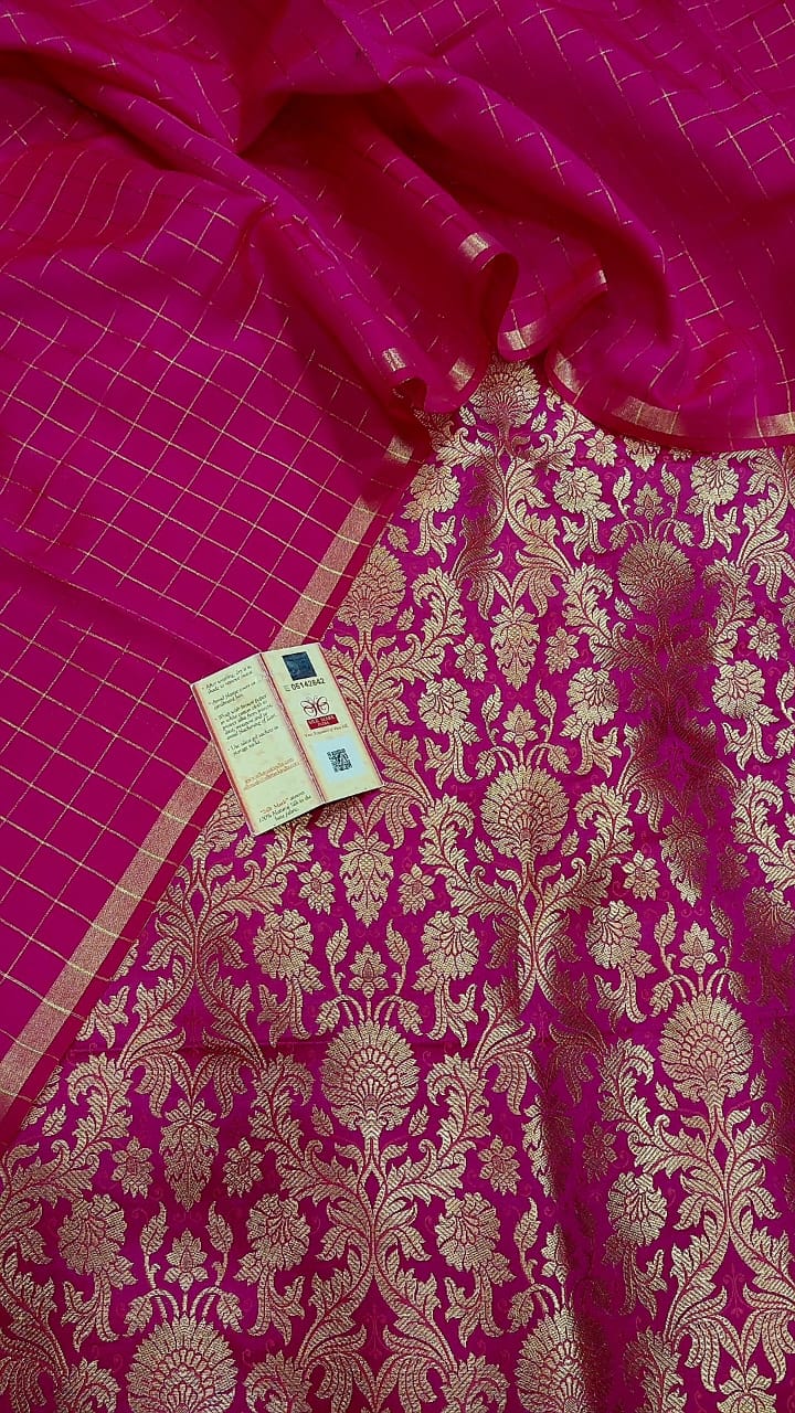 Magenta Katan Silk Brocade Kimkhab Banarasi Suit 850SKL_KB4