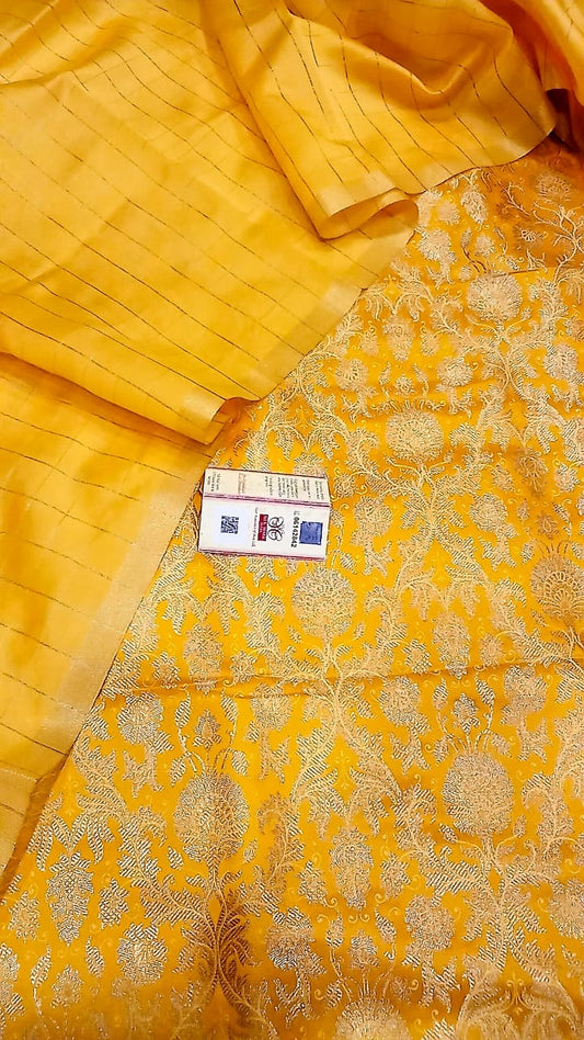 Yellow Katan Silk Brocade Kimkhab Banarasi Suit 850SKL_KB6