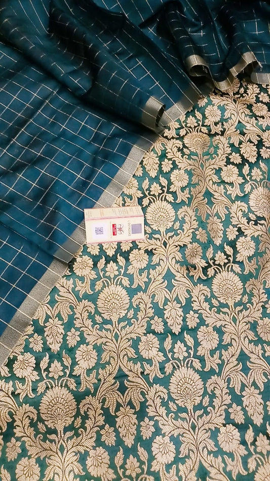 Dark Green Katan Silk Brocade Kimkhab Banarasi Suit 850SKL_KB7