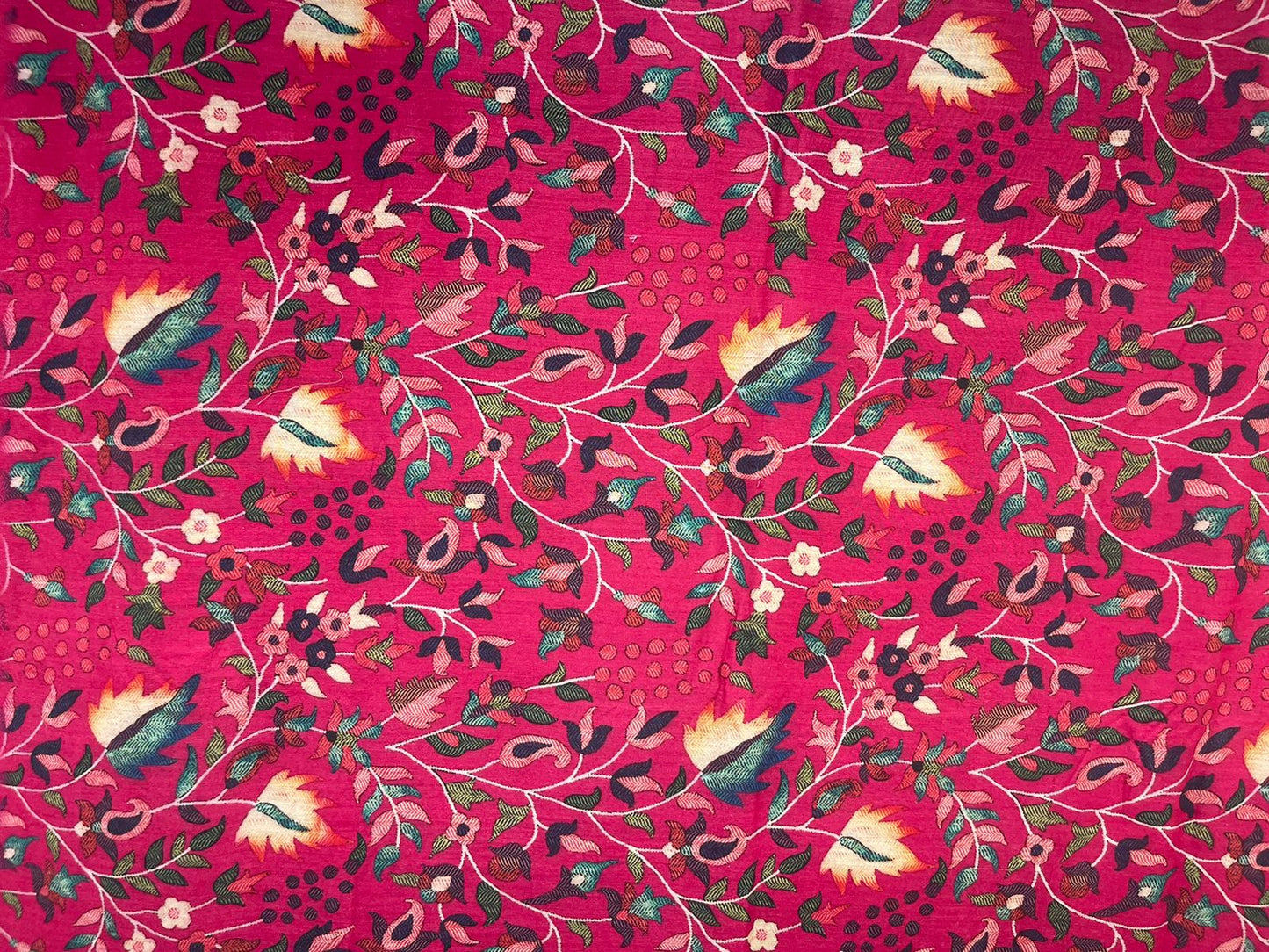 Faishana Pure Silk Handloom Pink Katan Georgette Digital Printed Zari Floral Jaal Kadhwa Banarasi Border with Pink Blouse.