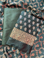 Dark Green Semi Silk Floral Zari Booti Banarasi 3 pcs Suit Set 900AJ_SK19