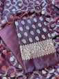 Maroon Semi Silk Floral Zari Booti Banarasi 3 pcs Suit Set 900AJ_SK21