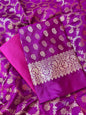 Magenta Semi Silk Floral Zari Booti Banarasi 3 pcs Suit Set 900AJ_SK23