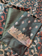Dark Green Semi Silk Floral Zari Booti Banarasi 3 pcs Suit Set with Zari Jaal Dupatta 900AJ_SK26