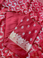 Red Semi Silk Floral Zari Booti Banarasi 3 pcs Suit Set with Zari Jaal Dupatta 900AJ_SK27