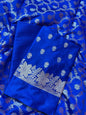 Blue Semi Silk Floral Zari Booti Banarasi 3 pcs Suit Set with Zari Jaal Dupatta 900AJ_SK29