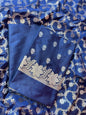 Navy Blue Semi Silk Floral Zari Booti Banarasi 3 pcs Suit Set with Zari Jaal Dupatta 900AJ_SK30